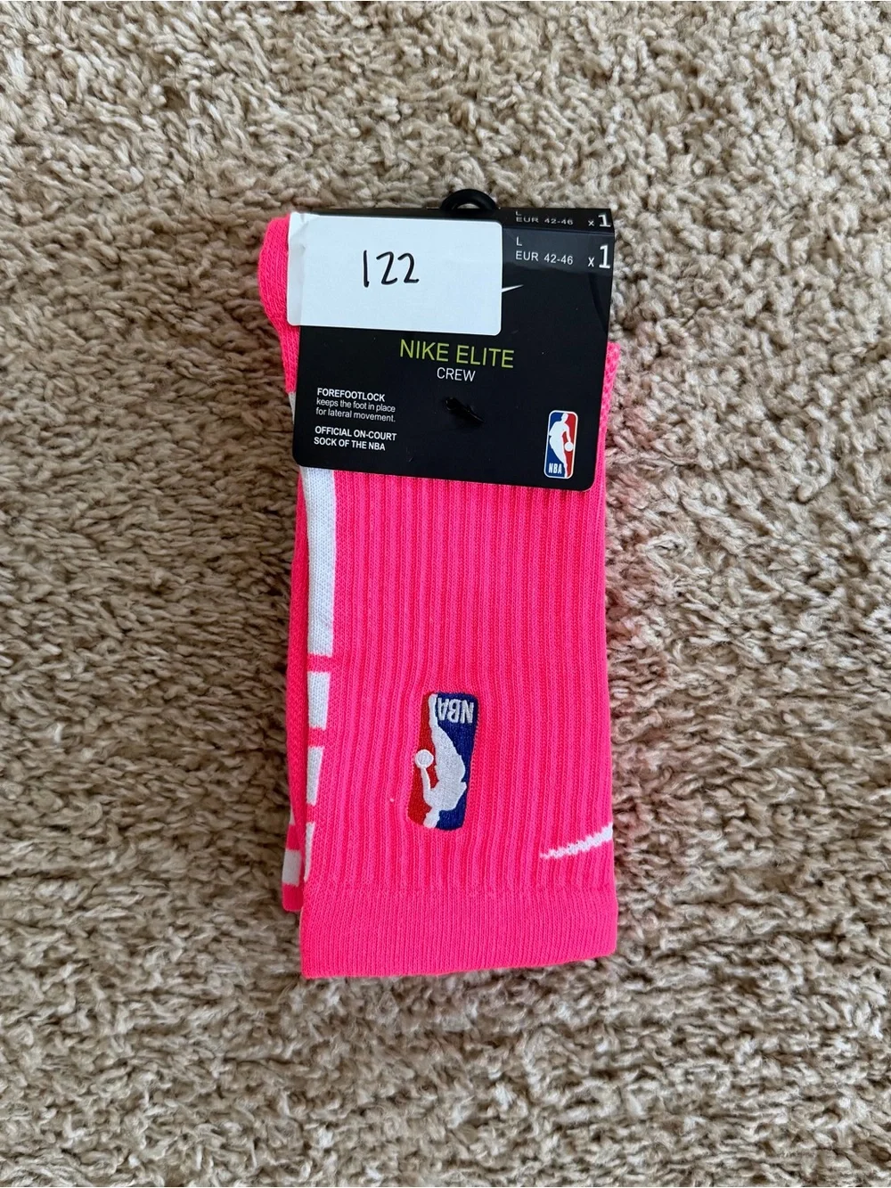 Nike Elite Crew Bright Pink NBA Logo Socks